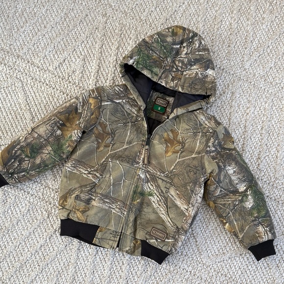 Kids Camo Hooded Jacket Size SZip-Up Outdoor Jacket